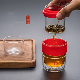 Bộ trà du lịch kèm túi chống sốc, chất liệu thủy tinh cao cấp chịu nhiệt, nhỏ gọn và tiện dụng