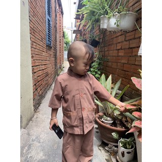 Lãnh Tụ Thêu Túi Bé Trai Tay Ngắn # Đồ Lam Đi Chùa
