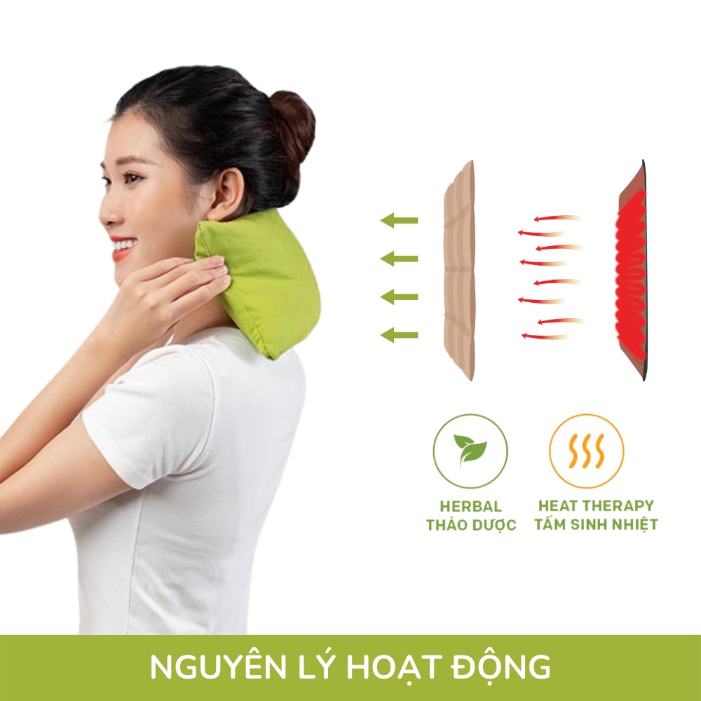 Ảnh Gối Chườm Nóng Thảo Dược Hapaku Làm Nóng Bằng Điện - Giảm Đau Cổ Vai Gáy, Chườm Bụng Sau Sinh Size 38 x 23 x 4.5cm 4