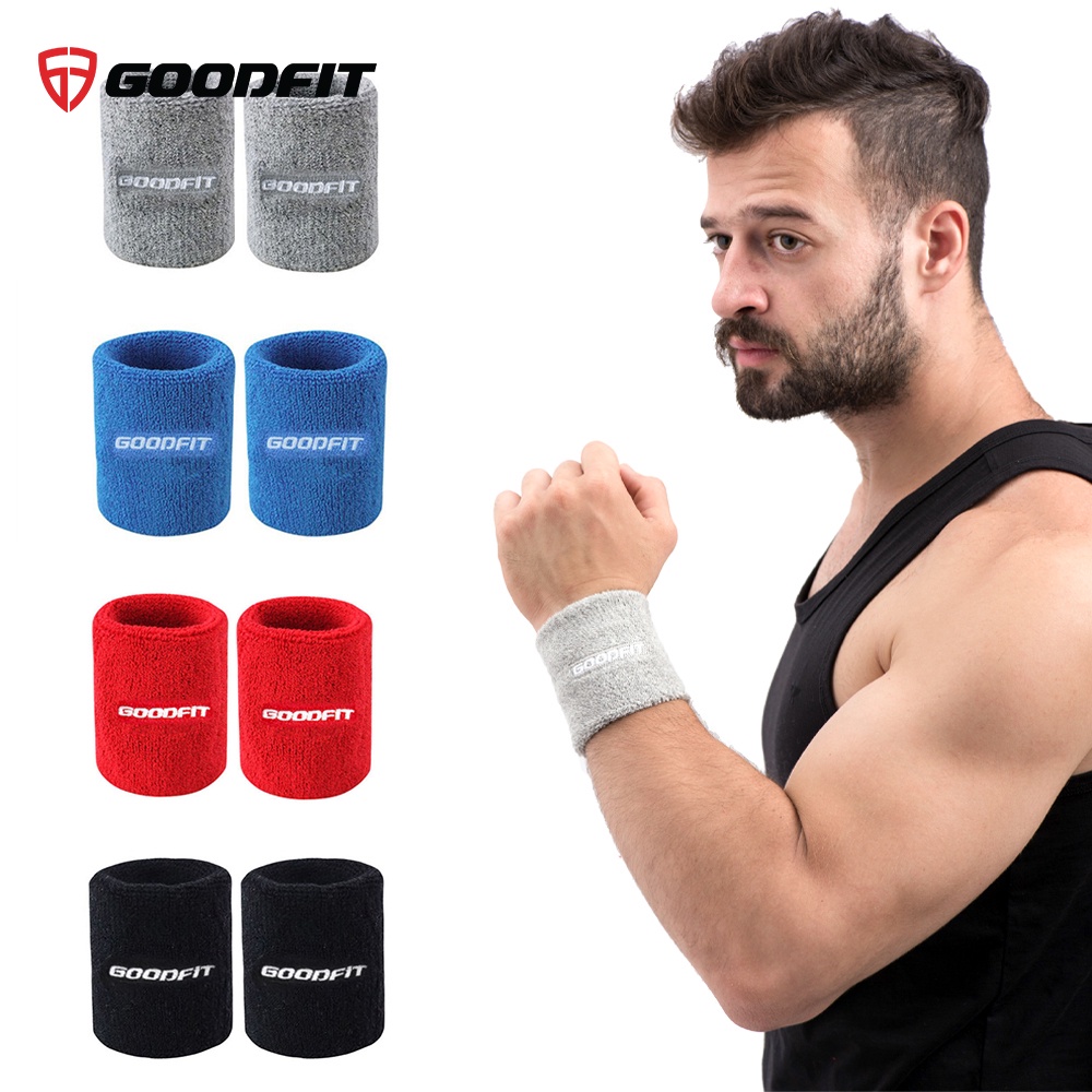 Băng cổ tay thấm mồ hôi GoodFit GF303W băng tay thể thao tập Gym, cầu lông, Tennis
