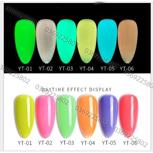 [Xả lỗ đổi bảng màu] Sơn gel AS dạ quang set 6 màu YT chai 15ml