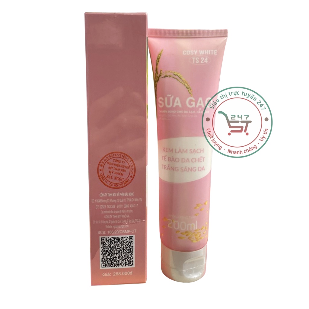 Kem làm sạch tế bào da chết trắng sáng da Sữa gạo Cosy White 200ml (hồng) chăm sóc da tại nhà hiệu quả