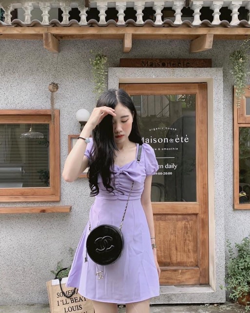váy đũi tím nơ ngực