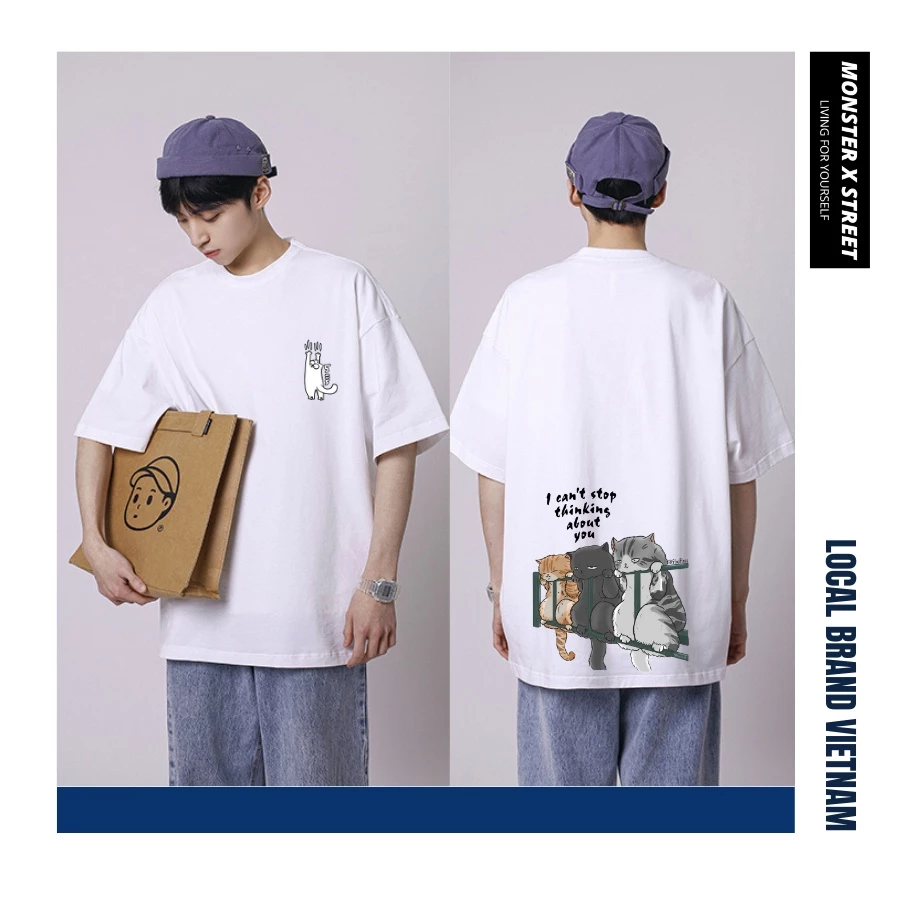 Áo thun Mèo Lan can unisex MONSTER X STREET form rộng Local Brand thumbnail 7