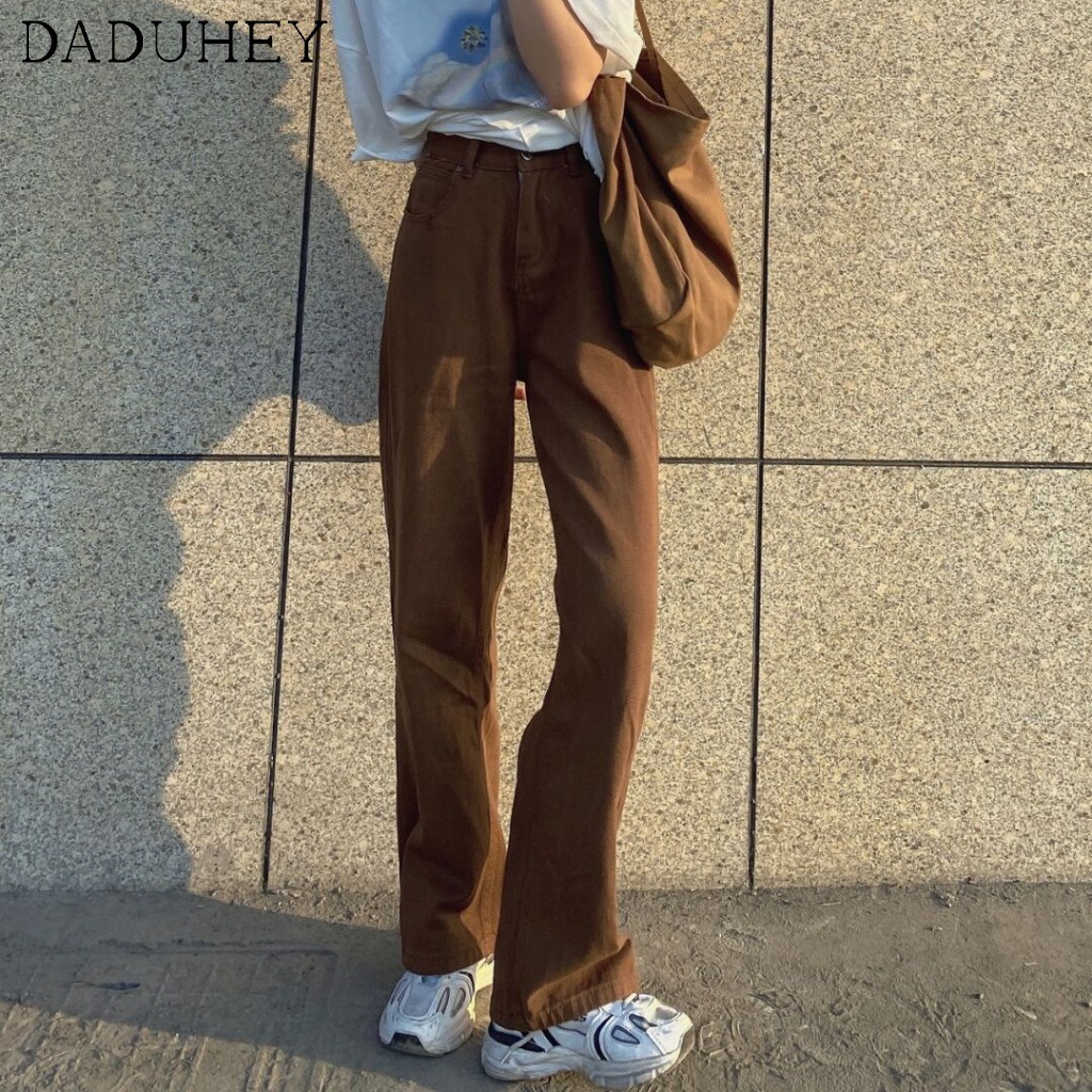 Ảnh Daduhey Quần jean ống rộng lưng cao phong cách Hàn Quốc độc đáo cho nữ 3