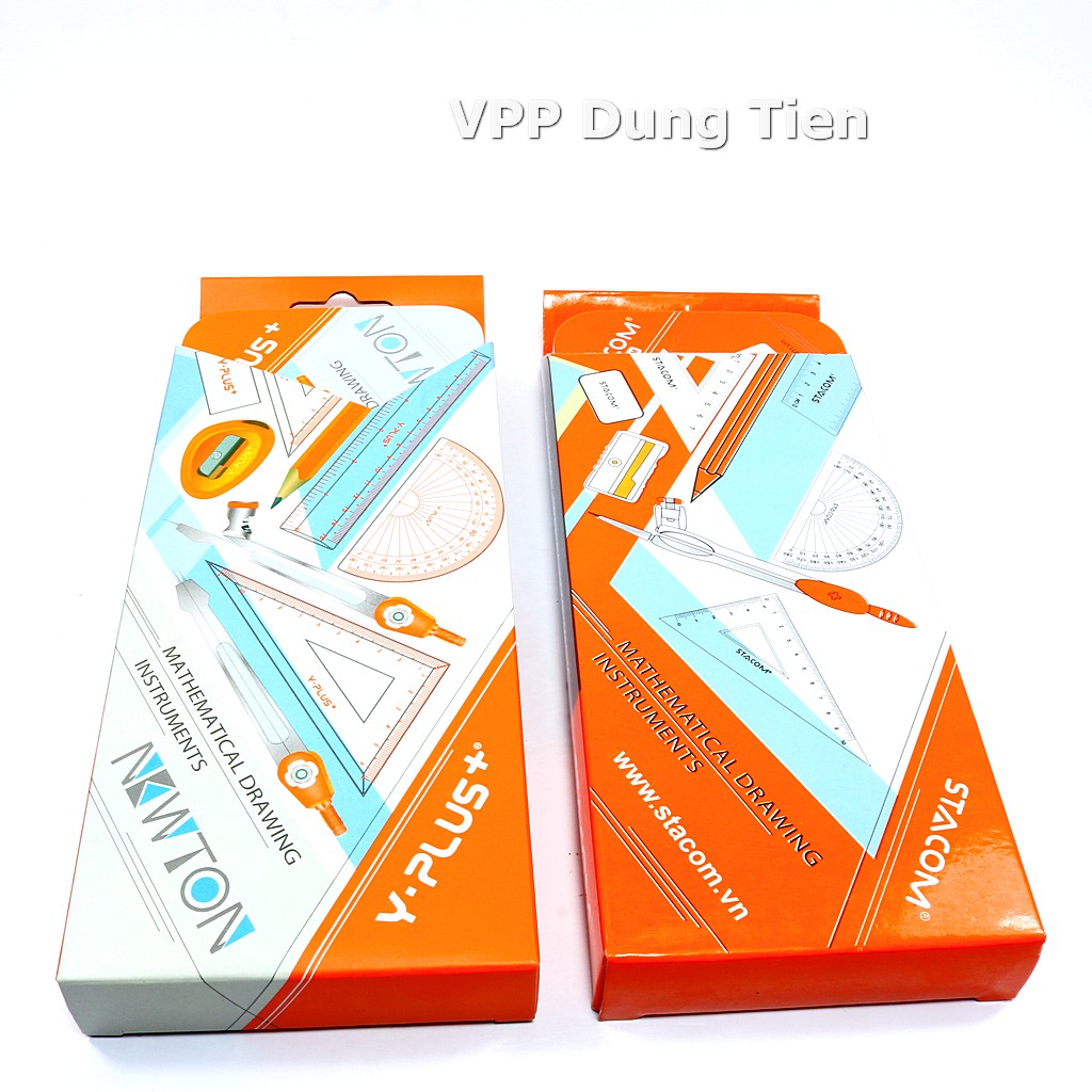 Bộ thước kẻ compa eke, hộp dụng cụ hình học bằng sắt cho học sinh các ...