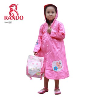 Áo Đi Mưa Mèo Con Cho Bé Gái, RANDO Chính Hãng, Áo Trẻ Em Bít Sườn Có Dây Kéo, Nhựa Cao Cấp Không Thấm Nước