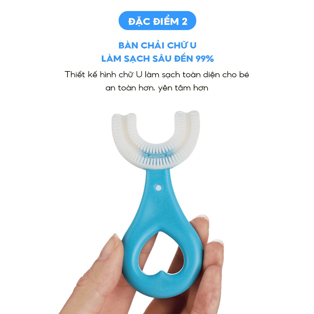Mô tả Bàn chải đánh răng chữ U thương hiệu Midkid cho bé từ 1 tuổi, chải xoay 180 độ, massage răng, chất liệu mềm mại, an toàn - 2