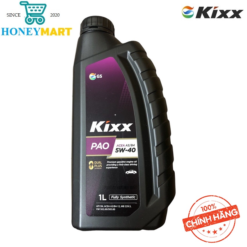 Nhớt Kixx PAO 5W40 A3/B4-1L Dầu gốc tổng hợp toàn phần có tính chất rất ...