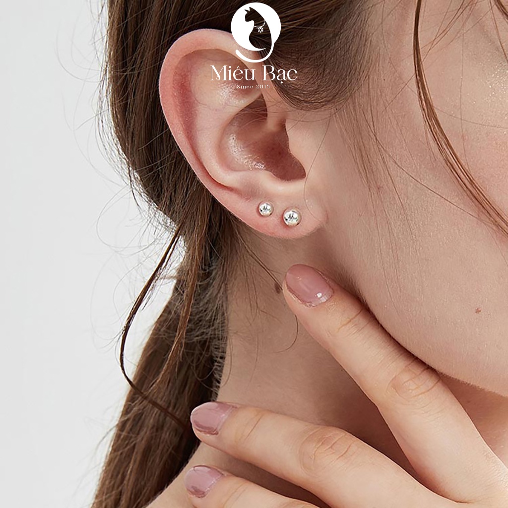 Mô tả Bông tai bạc nữ bi tròn unisex Miêu Bạc khuyên tai nam nữ bi chất liệu bạc S925 thời trang phụ kiện trang sức B000061 - 8
