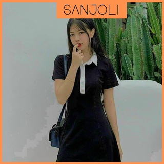 Đầm Body SANJOLI Váy Dự Tiệc Nữ Cổ Polo Thắt Eo Chất Thun Suông ...