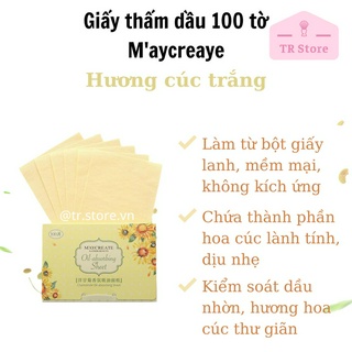 Giấy Thấm Dầu Maycreate Gói 100 Tờ - Chất Liệu Giấy Lanh Tự Nhiên, Mềm Mại, Giữ Lớp Make Up Lâu Trôi