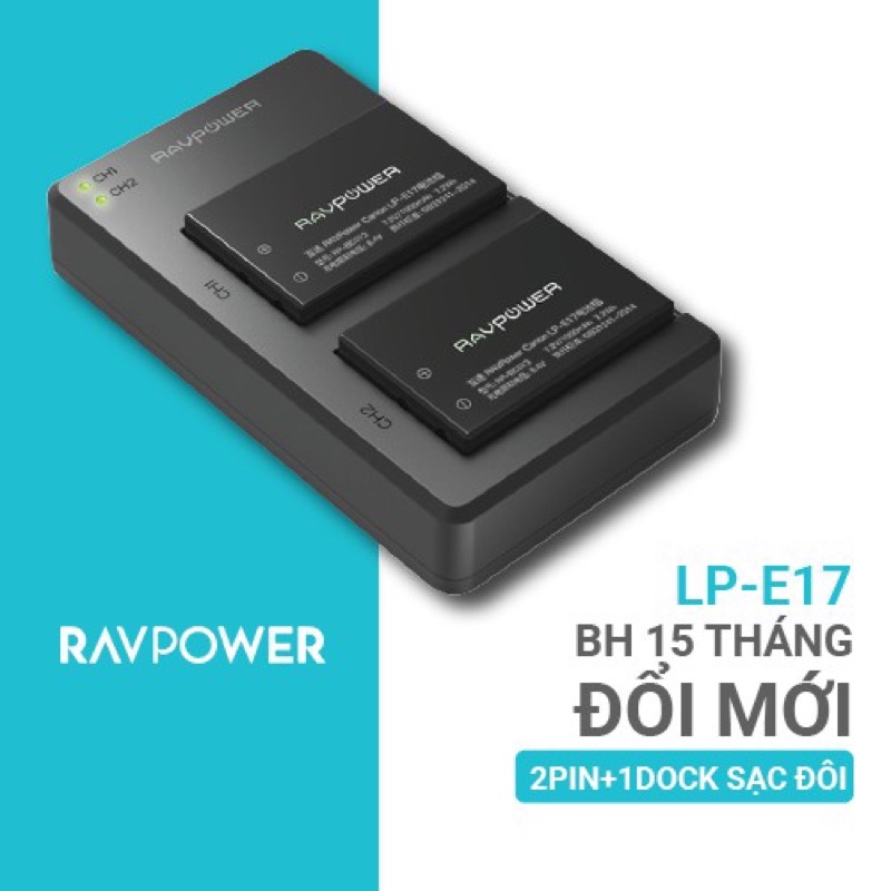 Bộ pin sạc Canon LP-E17 hãng Ravpower RP-BC013 for Canon RP/R50/R8/750D ...