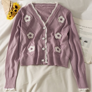 Áo Khoác cardigan Dệt Kim Tay Dài Cổ Chữ V Dáng Ôm Phong Cách Hàn Quốc Thời Trang Cho Nữ