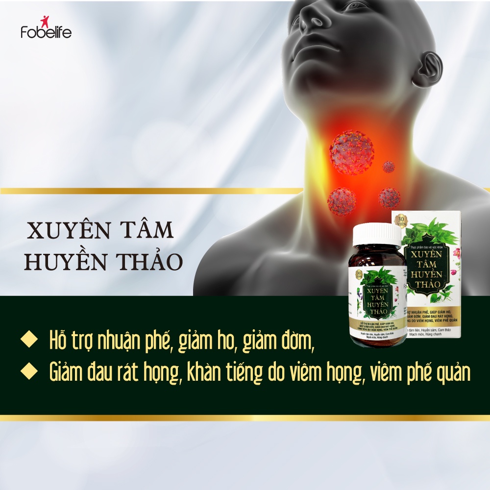 Viên Uống Giúp Giảm Ho Đờm Xuyên Tâm Huyền Thảo Fobe N1 - hộp 30 viên