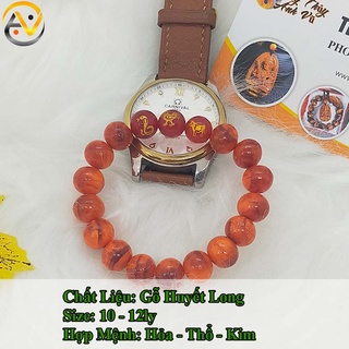 Vòng gỗ huyết long tam hợp tỵ dậu sửu - chất liệu gỗ thấu quang - size 8 10 12ly - may mắn tài lộc