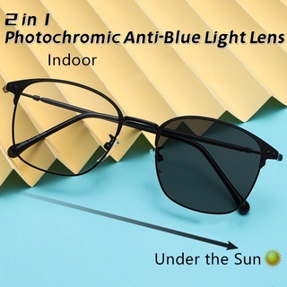 Kính Photochromic Chống Bức Xạ Máy Tính Kim Loại Chống Ánh Sáng Xanh Kính Mắt Dành Cho Nữ Kính Ống Kính Có Thể Thay Thế