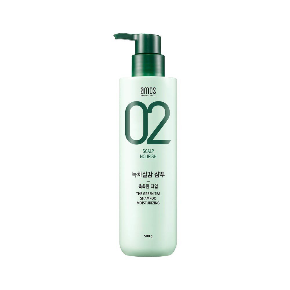 Dầu gội ngăn rụng tóc AMOS PROFESSIONAL da đầu khô The Greentea Shampoo Moist 500ml Daily Beauty Official
