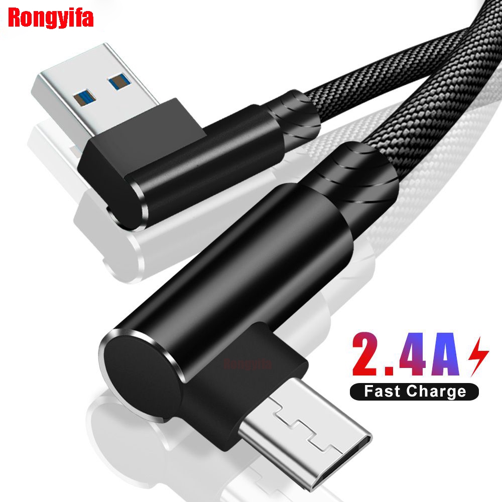 Cáp truyền dữ liệu/sạc nhanh micro USB dây nylon bện vuông góc dài 1/2/3m cho Samsung Galaxy S7 Xiaomi LG