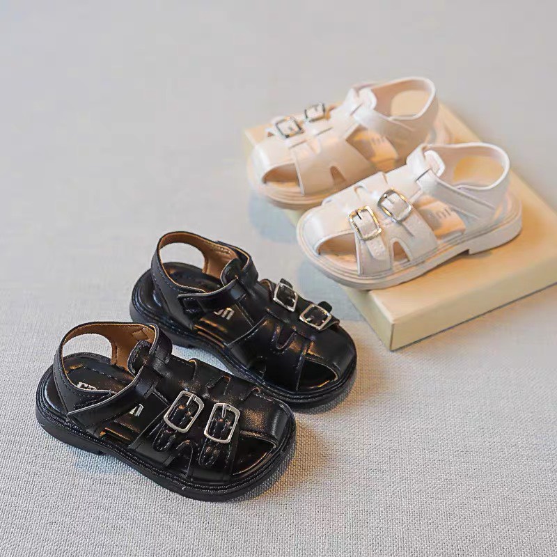 sandal bé gái dép rọ cho bé da mềm đế dẻo kiểu dáng lại  trắng đen cho bé 1 tuổi đến 8 tuổi SL616 ( có ành thật )