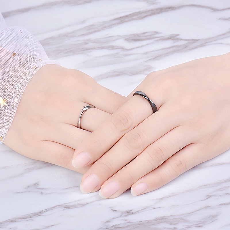 Nhẫn Cặp Kiểu Sóng Biển Đơn Giản Có Thể Điều Chỉnh Kích Cỡ Phong Cách Hàn Quốc
