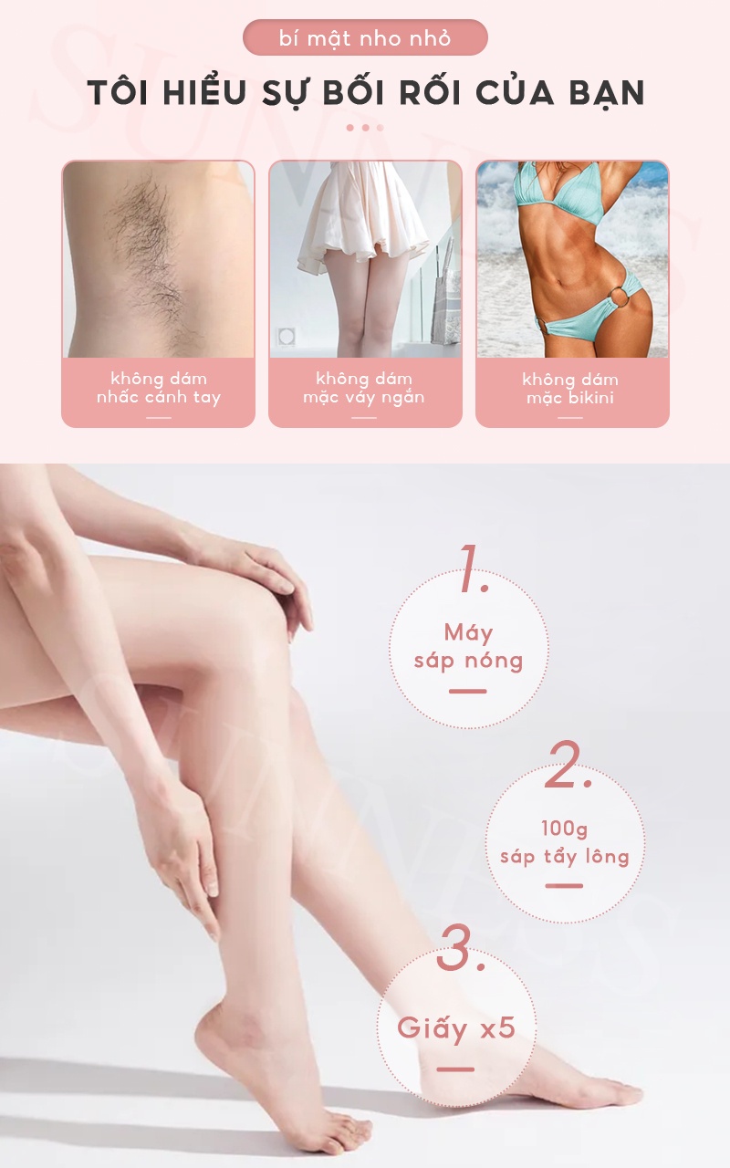 Mô tả Sáp tẩy lông chiết xuất sáp ong 300g + máy triệt lông + giấy tẩy lông SUMAX dùng cho toàn thân - 2