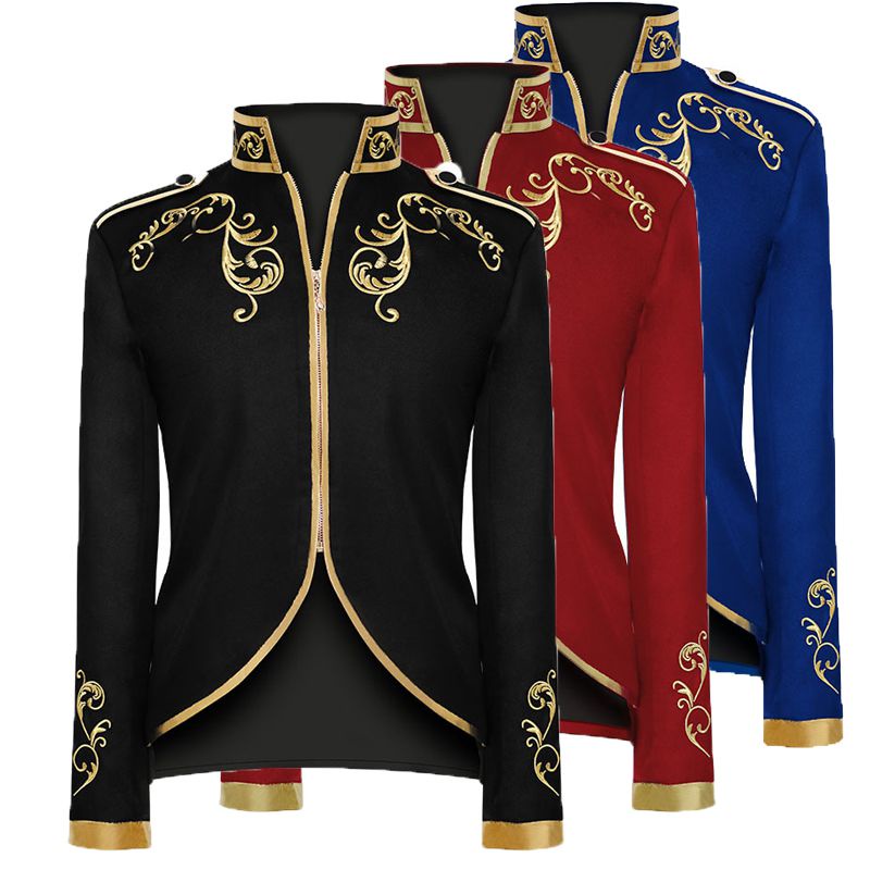 Regal Men Palace Prince Gold Thêu Blazer Slim Fit Áo khoác lý tưởng Váy lạ mắt cho