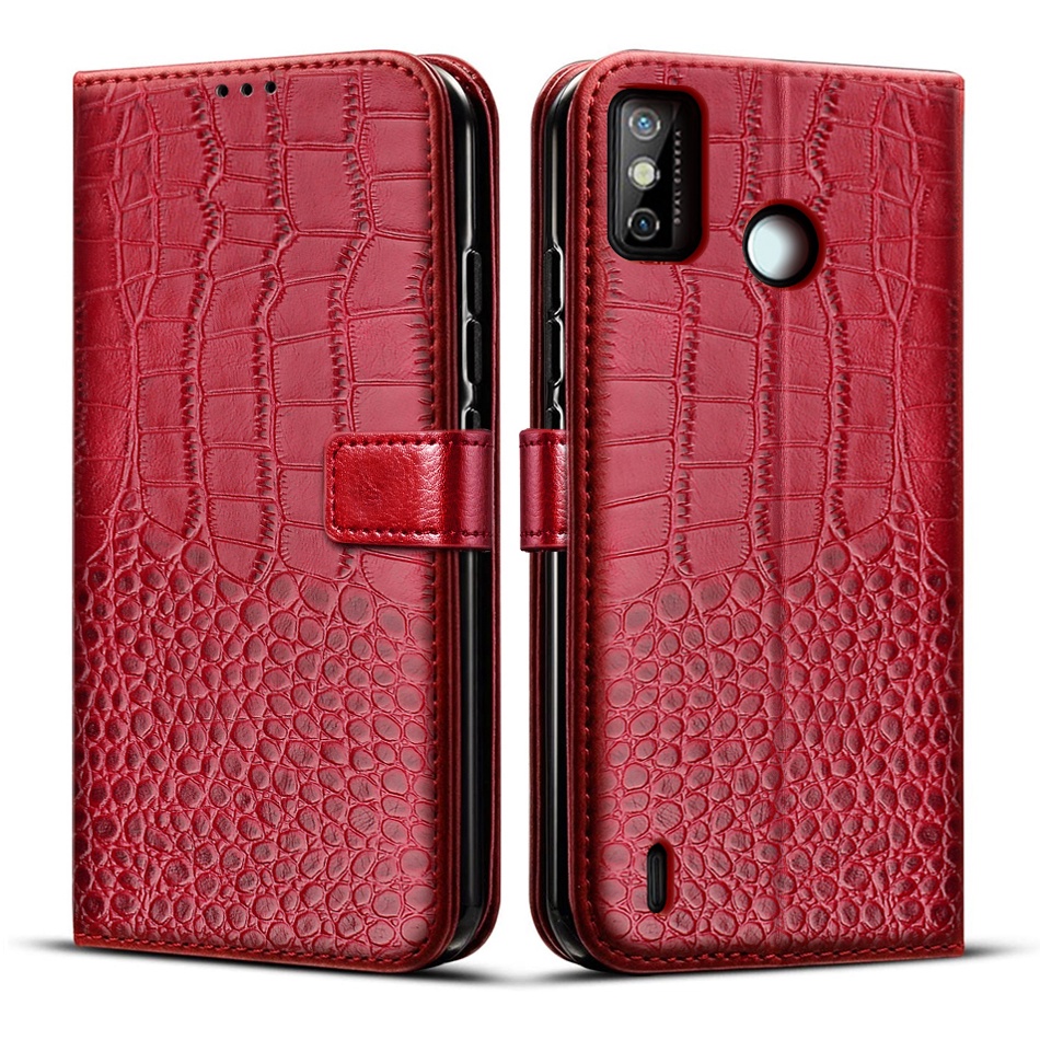 Bao Da Điện Thoại Nắp Lật Từ Tính Chống Sốc Kèm Ngăn Đựng Thẻ Cho Tecno Spark 6 Go 6 Go Spark6 Go Giá Đỡ