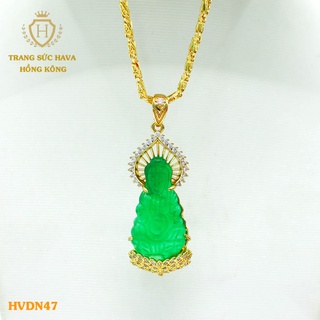 Dây Chuyền Nữ Titan, Vòng Cổ Mặt Quan Âm Đính Đá Xi Mạ Vàng Non 24k Cao Cấp Trang Sức Hava Hong Kong