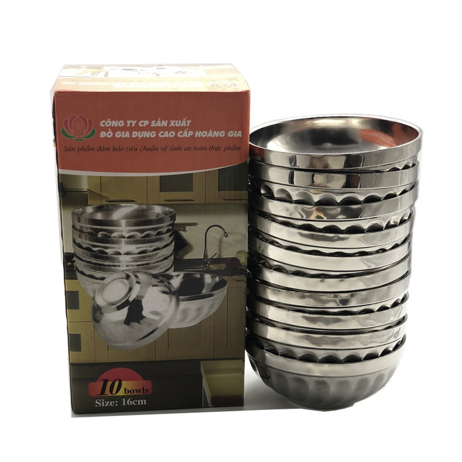 Bộ 10 bát tô Inox 2 lớp cách nhiệt Hoàng Gia mẫu xoắn cỡ 16cm | Shopee ...