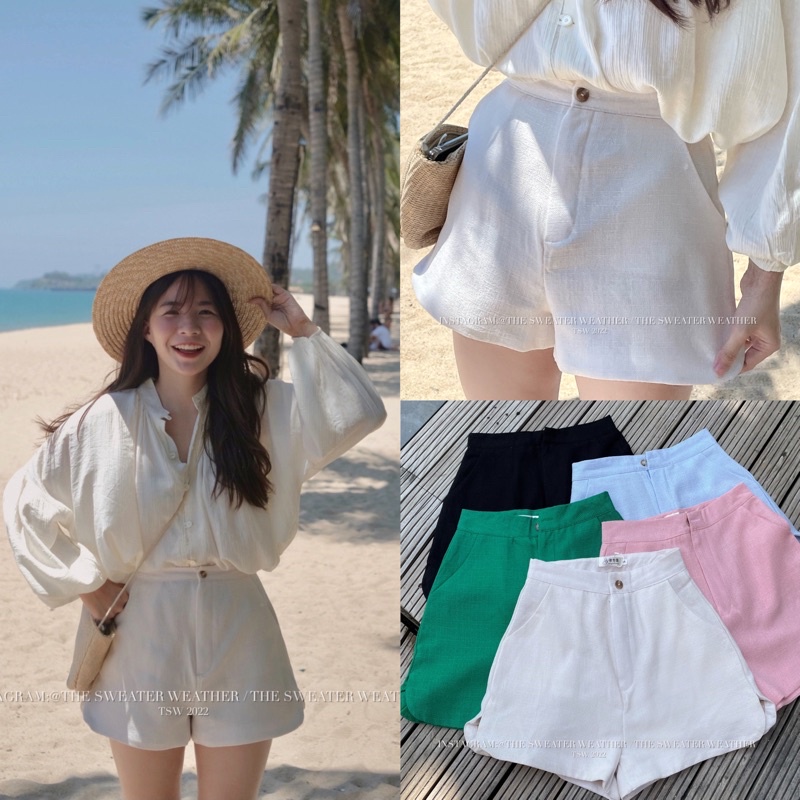 Quần short vải cut out vạt the.sweaterweather TSW (ảnh thật)