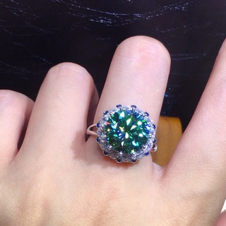 ❤ Ban Đầu Sang Trọng 3 Carat Trái Tim Mũi Tên Xanh Thật Moissanite Full Kim Cương Nhẫn Nữ Trang Sức Cưới