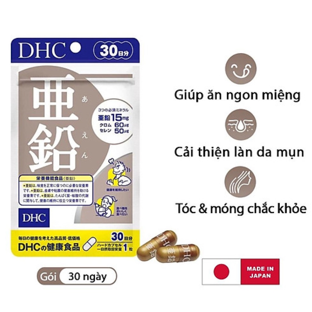Ảnh Combo Viên uống DHC Ngừa mụn Mờ thâm 30 Ngày (Kẽm 30 Viên/gói & Vitamin C 60 Viên/gói) 3