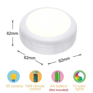 Cảm Ứng Đèn LED Tủ RGB 13 Màu Puck Ánh Sáng Có Thể Điều Chỉnh Độ Sáng Dưới Kệ Nhà Bếp Quầy Chiếu Sáng Điều Khiển Từ Xa Đèn Ngủ