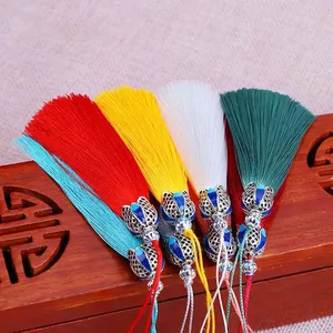 Tua rua lụa băng! Cloisonne dọc băng lụa men nút thắt thủ công treo túi đánh dấu trang
