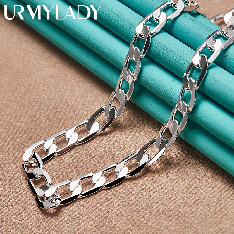 URMYLADY Bạc 925 8mm Mặt phẳng Dây chuyền quyến rũ 16 / 18 / 20 / 22 / 24 Inch Vòng cổ dành cho nữ Người đàn ông Tiệc cưới Trang sức tinh tế