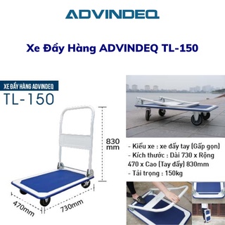 Xe đẩy hàng gấp gọn nhập khẩu ADVINDEQ TL-150 - tải trọng 150kg - độ dày sàn 1mm - bảo hành 12 tháng