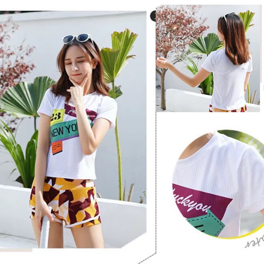 Bộ bơi quần áo tập thế thao cho nữ 3in1 có 2 màu mã 5855