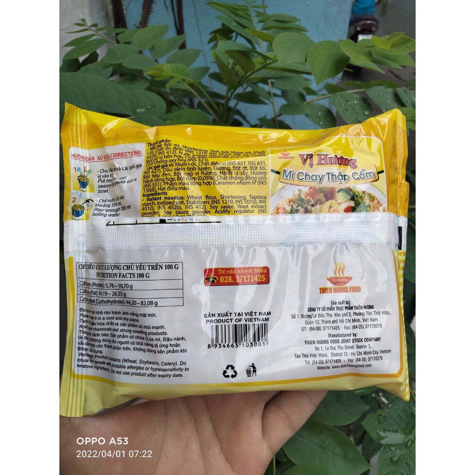 (Giảm 9%)(Free ship)Thùng 30 gói Mì Chay Thập Cẩm Rau Nấm Thiên Hương 65gr