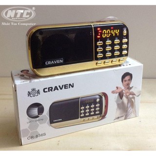 Loa đa năng Craven CR-836s FM/Thẻ nhớ/USB/Tai nghe/Đèn Pin - 2 Pin, Dung lượng 4400mAh