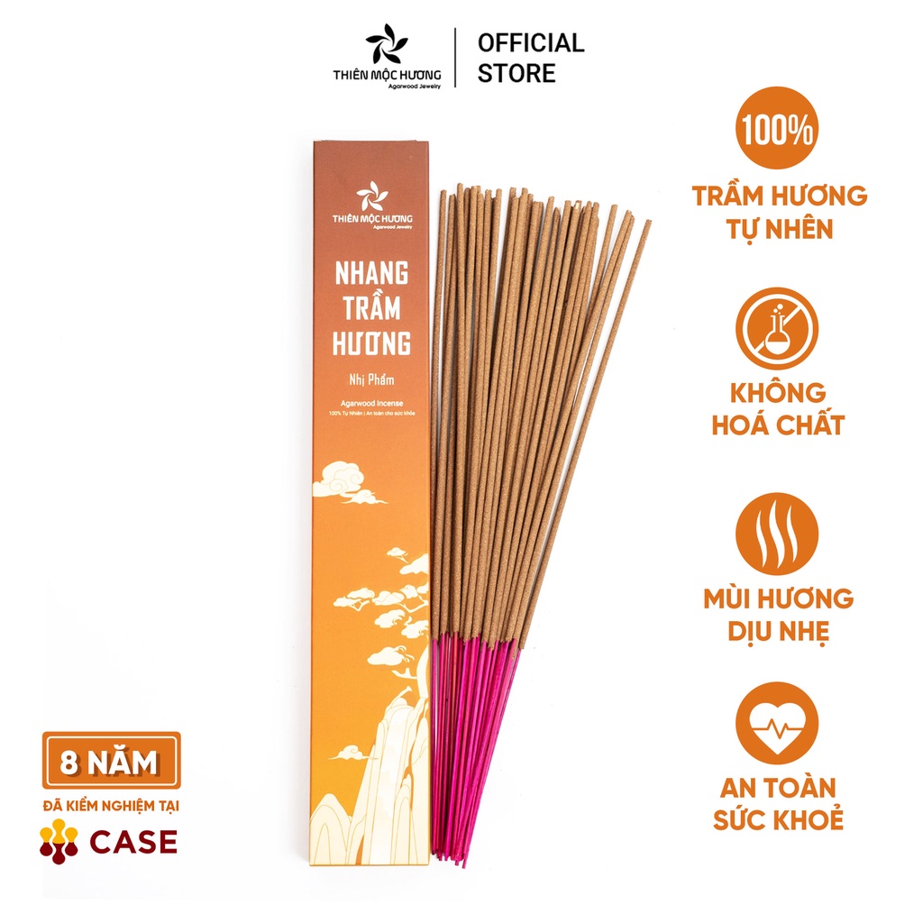 Mô tả Nhang trầm hương sạch Thiên Mộc Hương 8 - 12 năm tích trầm, ít khói, thơm nhẹ, dễ chịu, dài 30cm - 1
