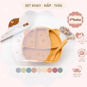 Khay ăn dặm 4 ngăn có kèm nắp silicone <không hộp>