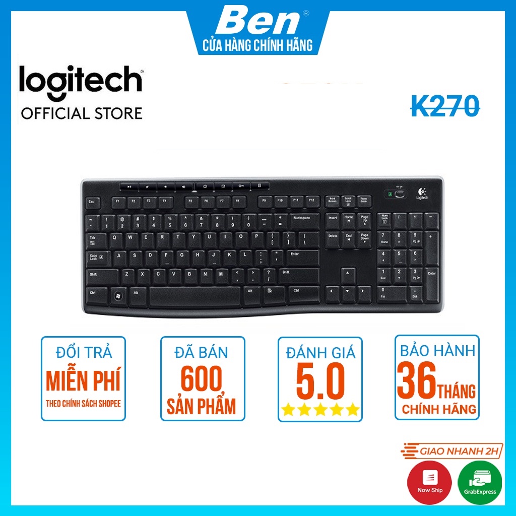 Bàn Phím Không Dây Logitech K270 Cho Máy Tính Laptop Wireless Chính Hãng Bh 36t Shopee Việt Nam 6473