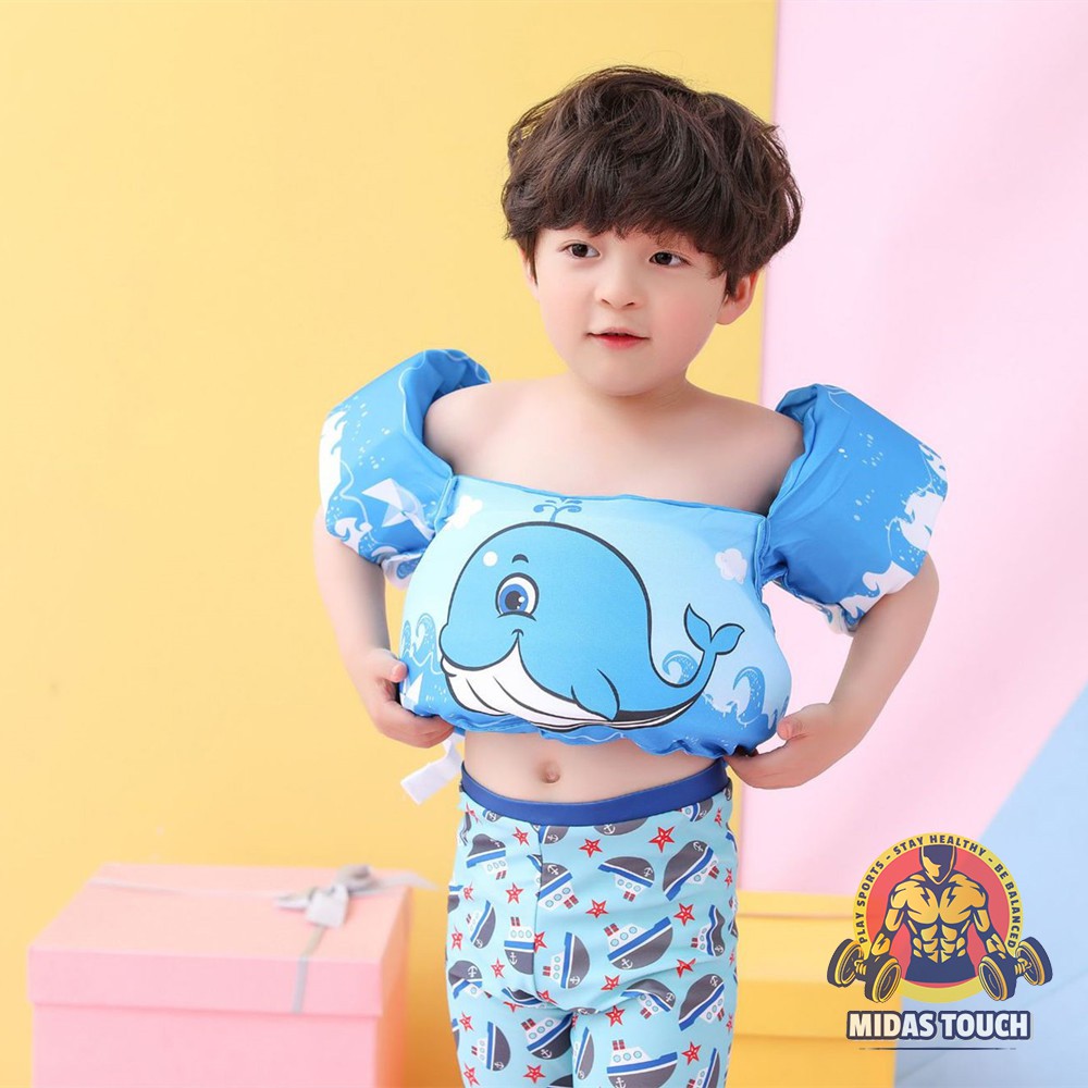 Phao tập bơi liền thân cho bé 10-35kg - phao bơi tay đỡ ngực cho bé 2-10 tuổi đi biển tập bơi có cài chống lật an toàn