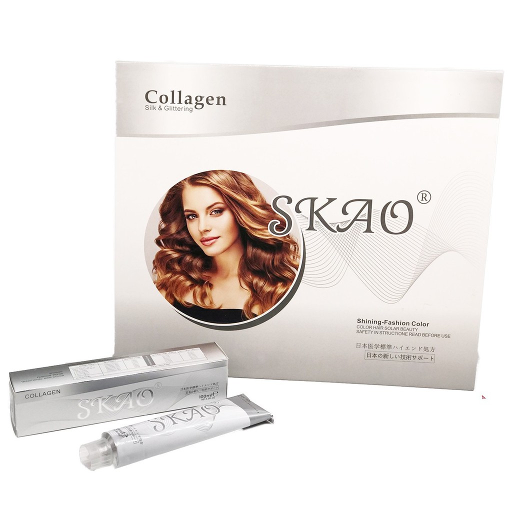 Màu nhuộm tóc nâng tông Collagen Skao 000/000 +trợ nhuộm (100ml)
