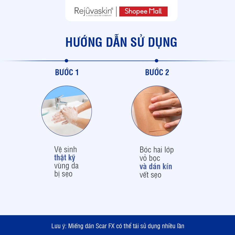 Hướng dẫn sử dụng Miếng Dán Sẹo REJUVASKIN Scar FX