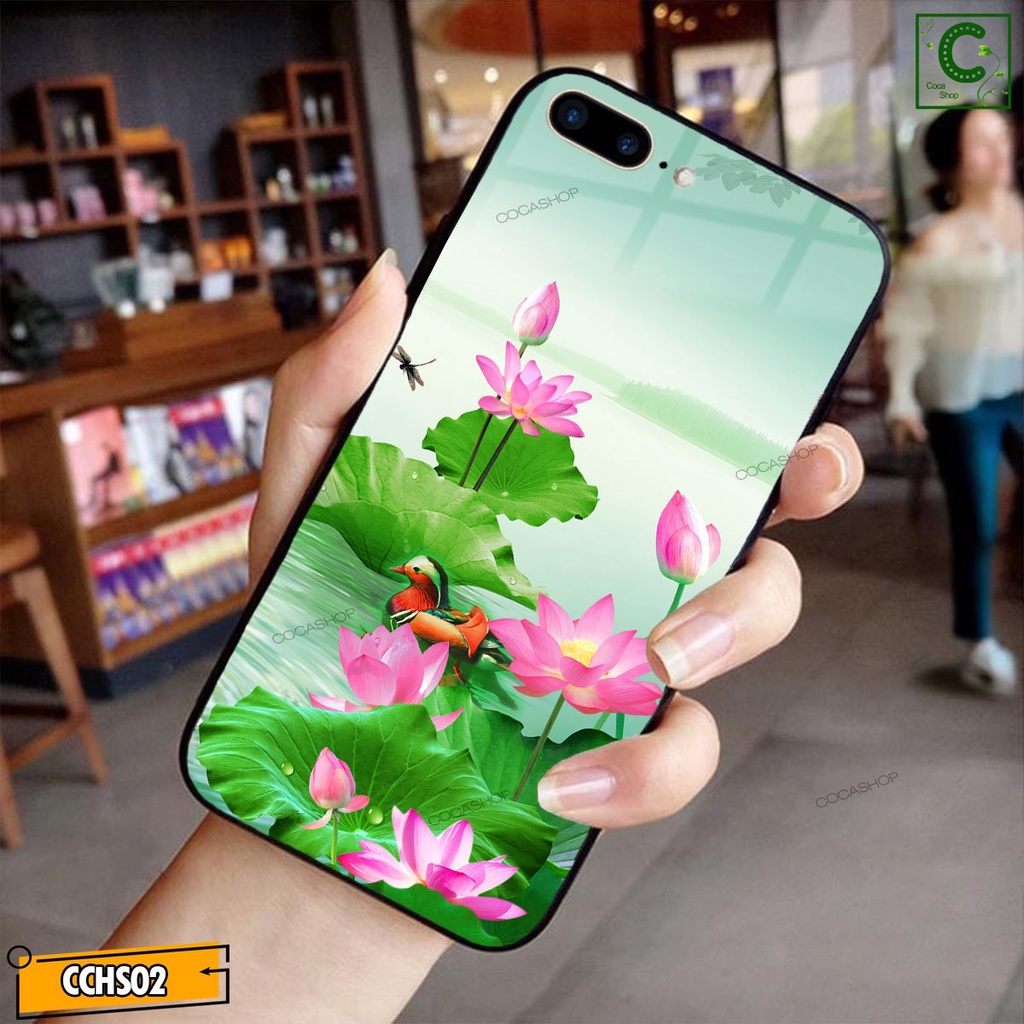 Ốp lưng iphone mặt kính in hình siêu đẹp  - Đóa sen hồng tươi mát - 6/6plus/6s/6splus/7/7plus/8/8plus/x/.....
