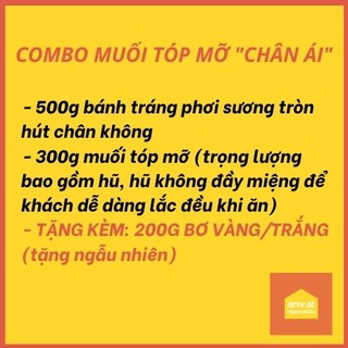 (COMBO LỚN + TẶNG GẤP ĐÔI BƠ) Combo 500g bánh tráng phơi sương + 300g muối tóp mỡ "CHÂN ÁI"