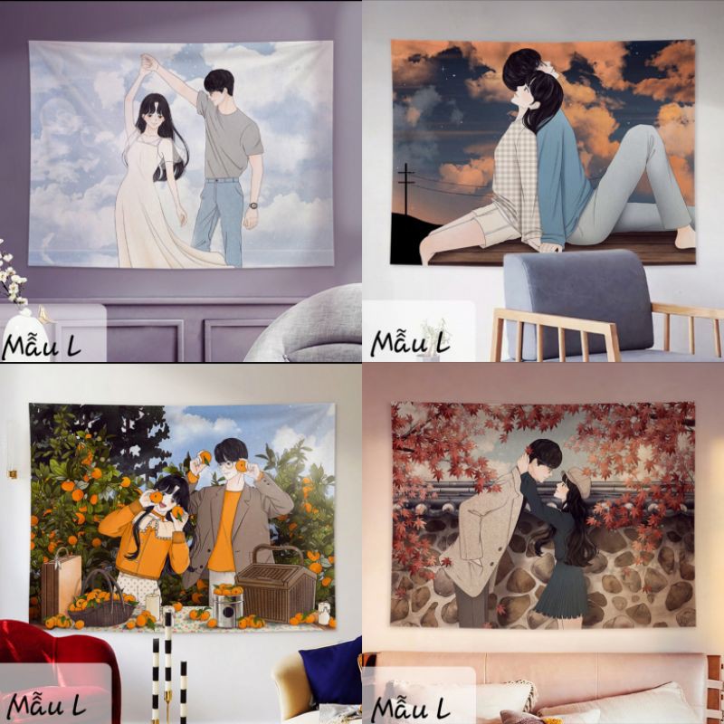 tv41 tranh vải treo tường cặp đôi lãng mạn phần 1 | Shopee Việt Nam