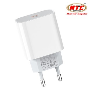 Cốc sạc nhanh Hoco C76A Plus cổng TypeC PD 20W, chân tròn EU (Trắng) - Phụ Kiện Nhất Tín